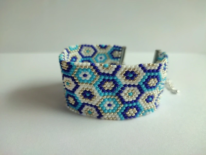 Náramek z korálků Preciossa - Hexa Blue Elegance
