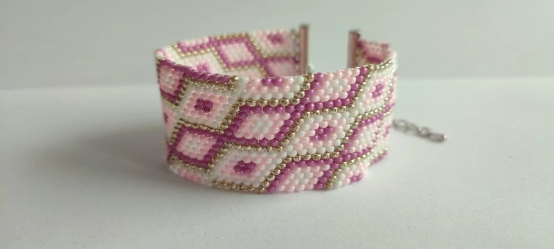 Náramek z korálků Preciossa - Pink Diamond Glow