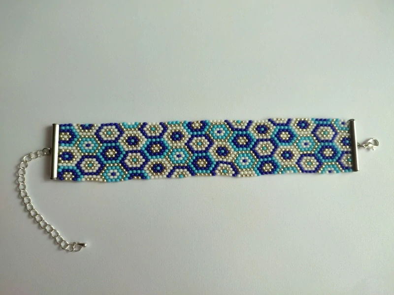 Náramek z korálků Preciossa - Hexa Blue Elegance